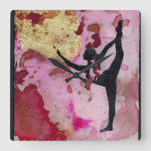 The Original Yoga Girl Square Clock Quadratische Wanduhr