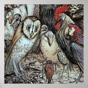 "The Owl and the Birds" von Arthur Rackham Poster