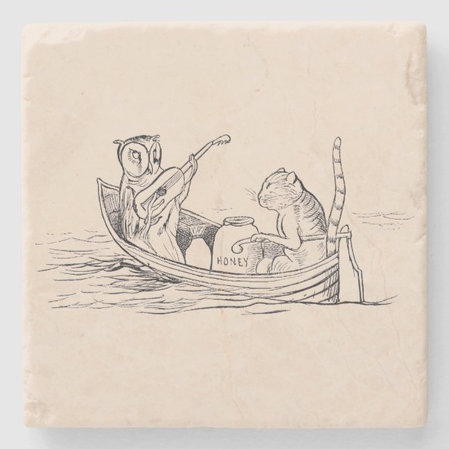 The Owl and the Pussycat (von Edward Lear) Steinuntersetzer (Vorderseite)