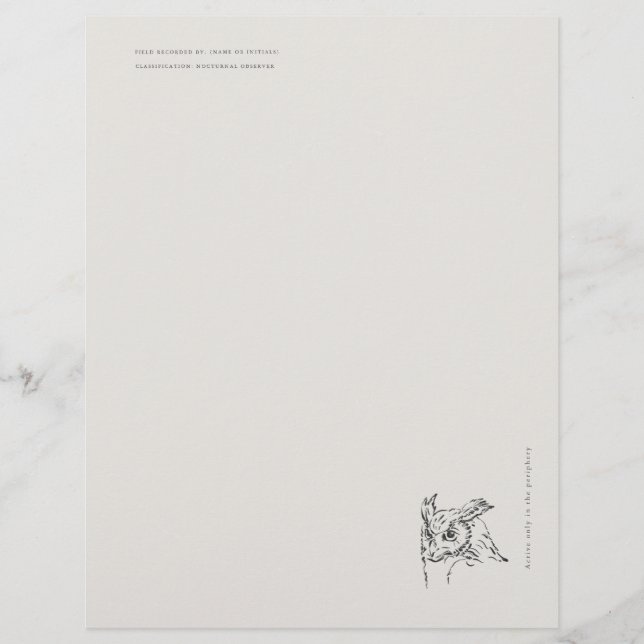 The Owl- Naturalist Menagerie Archive  Briefbogen (Vorderseite)