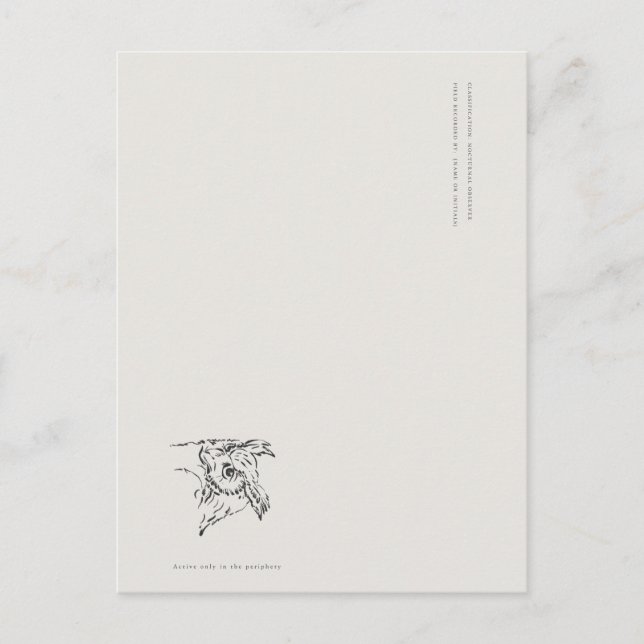 The Owl- Naturalist Menagerie Bookmark Postkarte (Vorderseite)