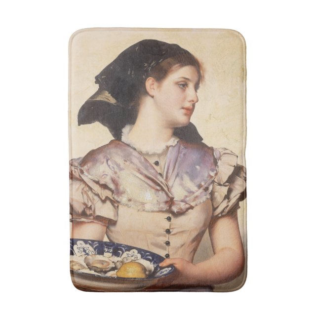The Oyster Girl (von Karl Gussow) Badematte (Vorderseite Vertikal)