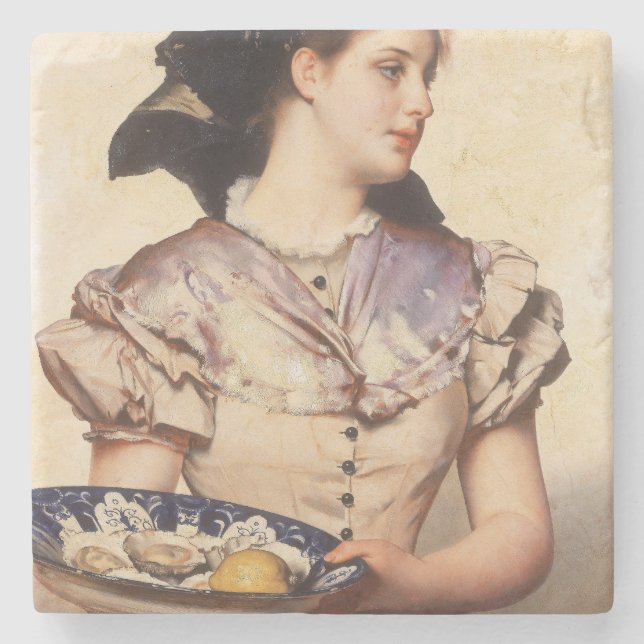 The Oyster Girl (von Karl Gussow) Steinuntersetzer (Vorderseite)