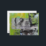The Pairs of Eyes Looking junk journal Collage Postkarte<br><div class="desc">A mixed media collage made and photographed by Angelandspot in the year 2026  black and white vintage images from magazines on a green and yellow background</div>