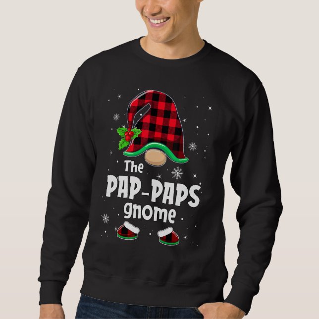 The Pap Paps Gnome Buffalo Plaid Christmas Matchin Sweatshirt (Vorderseite)