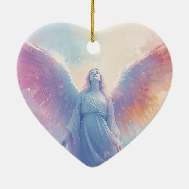 The Pastel Angel on Romantic Valentine Tree Keramik Ornament (Hinten)
