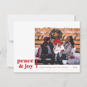 The Peace and Joy Corner Modern Foto Holiday Card Feiertagskarte