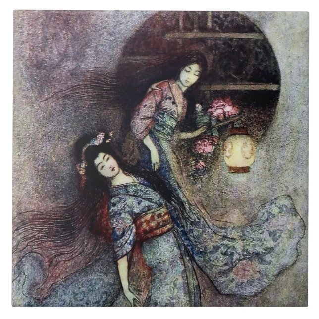 “The Peony Lantern” by Warwick Goble Fliese (Vorderseite)