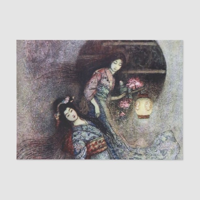 "The Peony Lantern" von Warwick Goble Seidenpapier (Vorderseite)