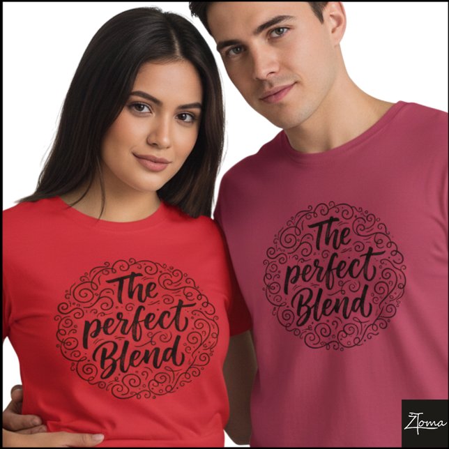 The Perfect Blend Hand Lettered Swirl T-Shirt (Sample design. Several style are available to choose from, with the option to add a name & color.)