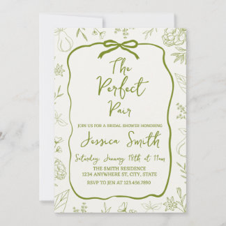 The Perfect Pair Green Bridal Shower Invitation Einladung