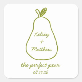 "The Perfect Pear" Whimsical Chic Polterabend Quadratischer Aufkleber