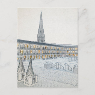 The Piece Hall, Halifax, Architektonische Skizze Feiertagspostkarte