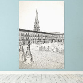 The Piece Hall, Halifax, Architektonische Skizze Leinwanddruck