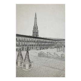 The Piece Hall, Halifax, Architektonische Skizze Poster