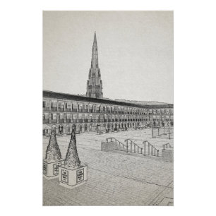 The Piece Hall, Halifax, Architektonische Skizze Poster