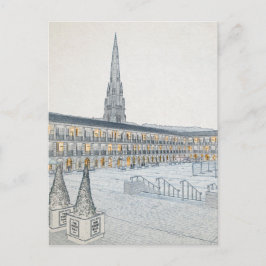 The Piece Hall, Halifax, Architektonische Skizze Postkarte