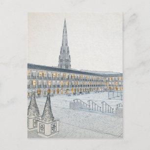 The Piece Hall, Halifax, Architektonische Skizze Postkarte
