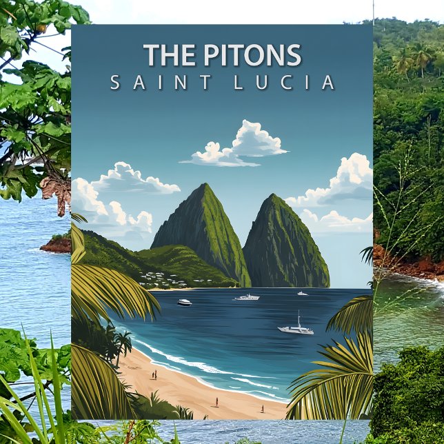 The Pitons Saint Lucia Iconic Twin Volcanic Peaks Postkarte (The Pitons Saint Lucia Iconic Twin Volcanic Peaks Postcard
)