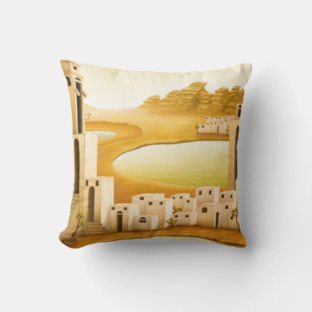 "The Place" - Nahost / Orient Wüstenmalerei Kissen (Vorderseite)