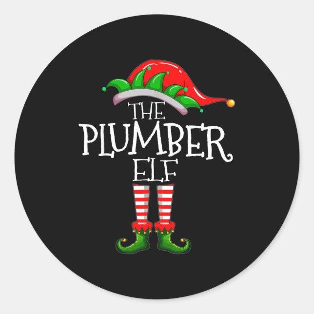 The Plumber Elf Christmas Gift, Plumbing Xmas Paja Runder Aufkleber (Vorderseite)