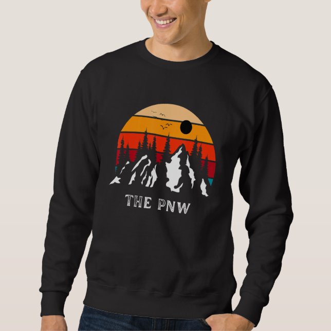 The Pnw Souvenir Retro Sunset Mountains Sweatshirt (Vorderseite)