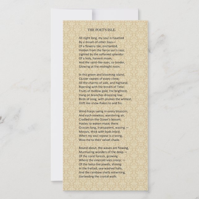 "The Poet's Isle" Schöne Gedichtkarte aus dem 19.  (Vorderseite)