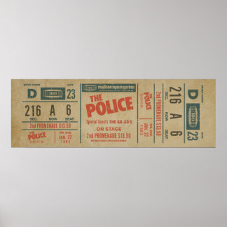 The Police Concert Ticket – Vintage Rock Wall Art  Poster