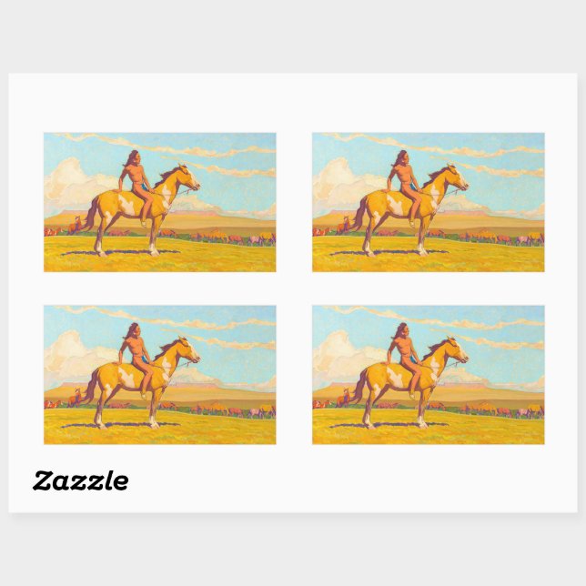 The Pony Boy, 1920 von Maynard Dixon Rechteckiger Aufkleber (Blatt)