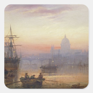 The Pool of London at Sundown, 1876 Quadratischer Aufkleber
