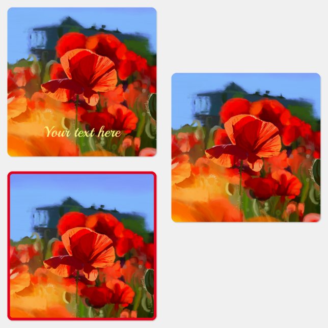 The poppy house - customizable oil painting etiketten (Gruppe)