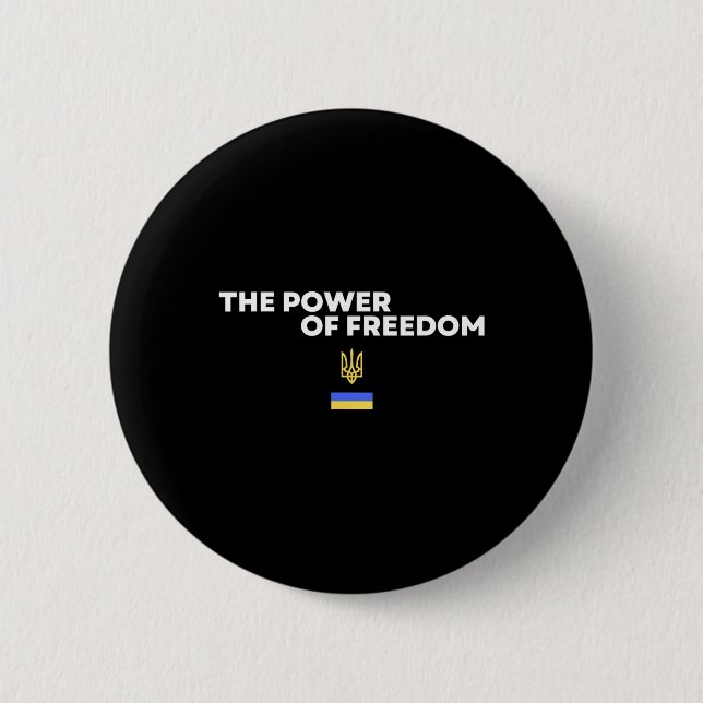 The Power Of Freedom Trident Ukrainian Flag Symbol Button (Vorderseite)