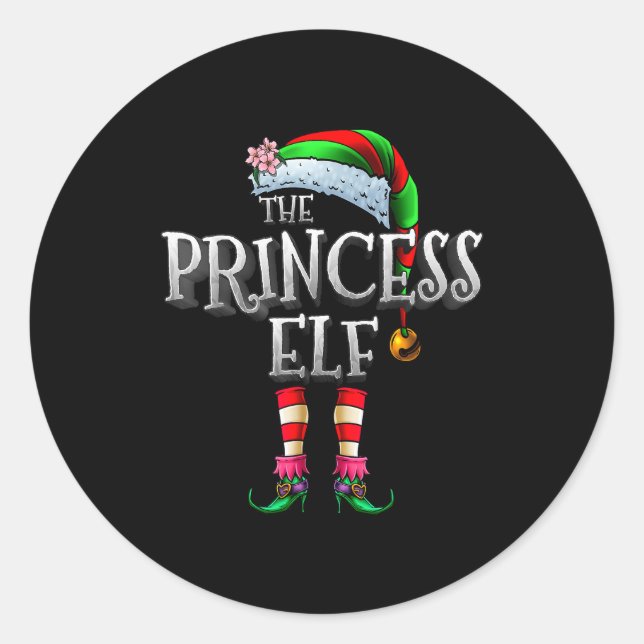 The Princess Elf Shirt Matching Family Funny Chris Runder Aufkleber (Vorderseite)