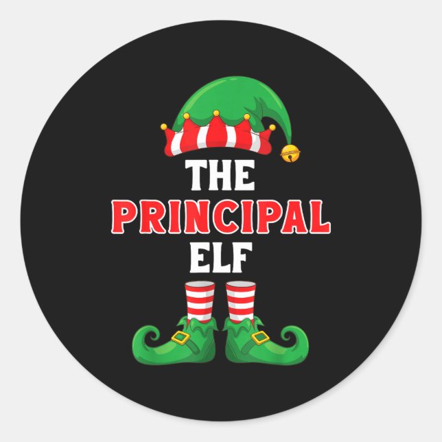 The Principal Elf Christmas For Principal School P Runder Aufkleber (Vorderseite)