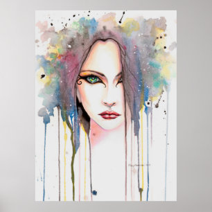 The Psychic Modern Watercolor Portrait of a Woman Poster
