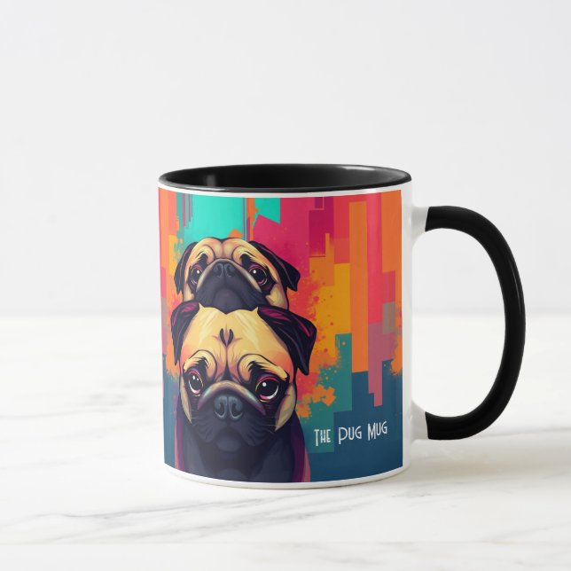 "The Pug Mug" - Tan Pug Dog Coffee Mug Tasse (Rechts)