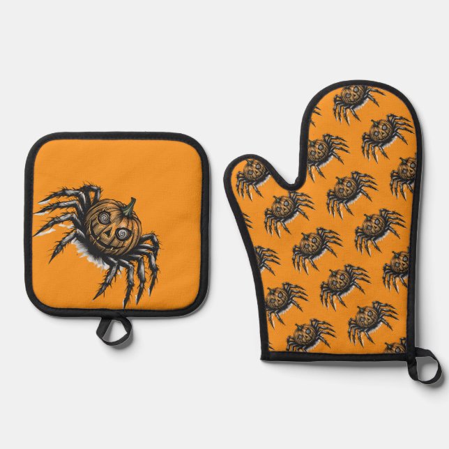 The Pumpkin-Headed Crawler Ofenhandschuh & Topflappen-Set (Vorderseite)