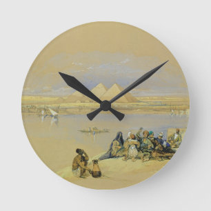 The Pyramids at Giza, near Cairo (w/c) Runde Wanduhr