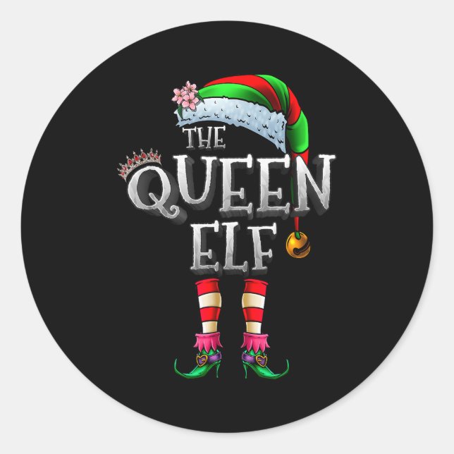 The Queen Elf Shirt Matching Family Christmas Elf  Runder Aufkleber (Vorderseite)