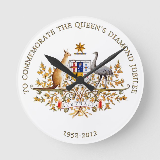 The Queen's Diamond Jubilee - Australien Runde Wanduhr (Vorderseite)