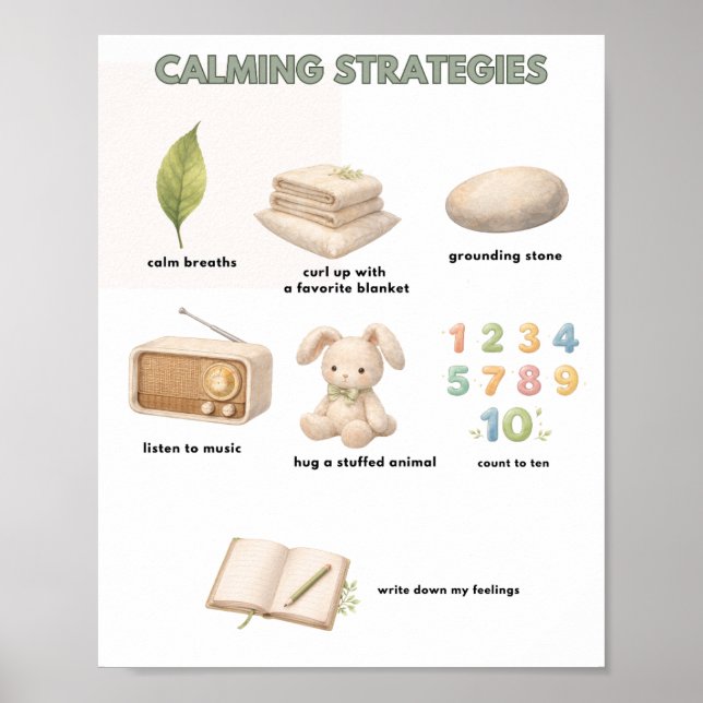 The Quiet Grove Calming Strategies Poster (Vorne)
