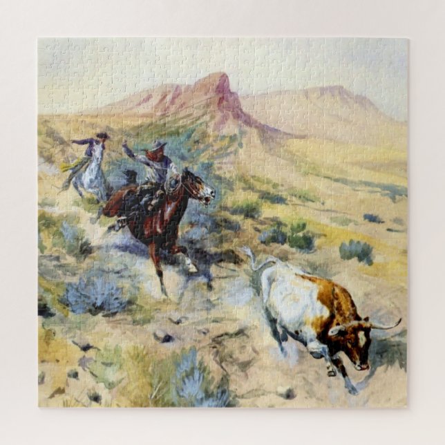 "The Quitter" Western Kunst von Charles M. Russell Puzzle (Vertikal)