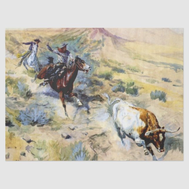"The Quitter" Western Kunst von Charles M. Russell Seidenpapier (Vorderseite)