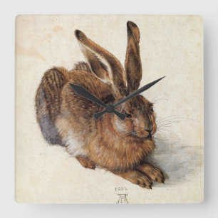 THE RABBIT ( Young Hare ) Quadratische Wanduhr