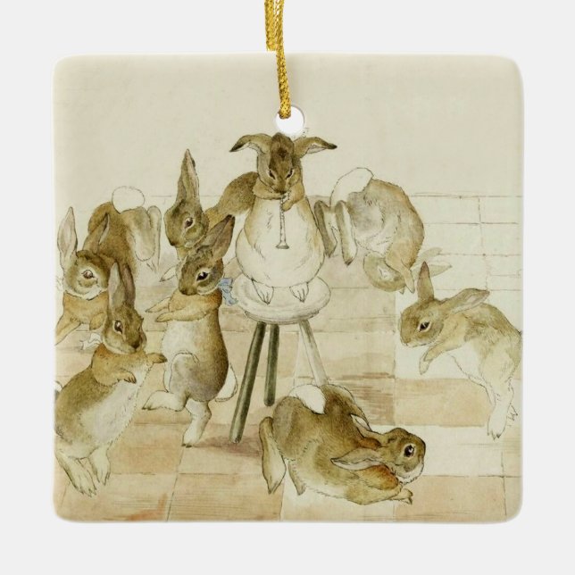The Rabbits Christmas Party by Beatrix Potter Keramikornament (Vorderseite)