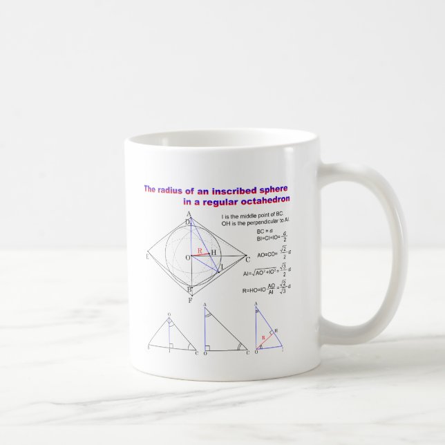 The radius of an inscribed sphere in octahedron tasse (Rechts)