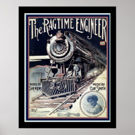 "The Ragtime Engineer" Blatt Music Cover 16 x 20 Poster
