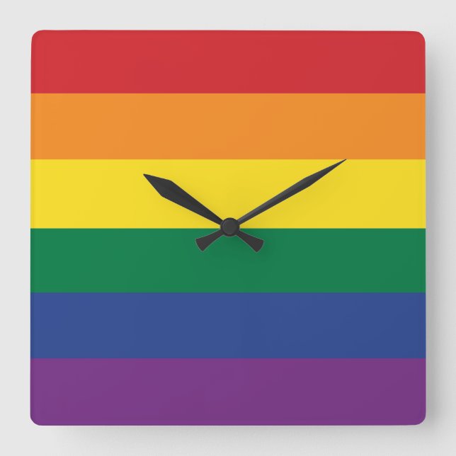 The Rainbow Flag Quadratische Wanduhr (Vorderseite)