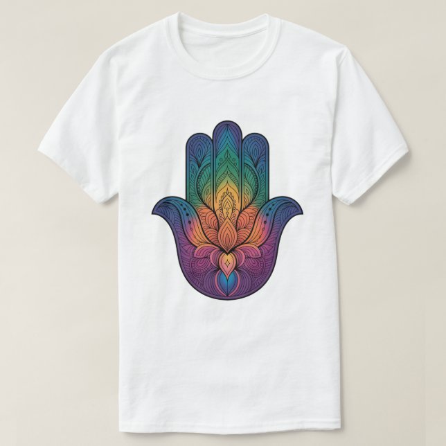 the rainbow Hamsa hand T-Shirt (Design vorne)