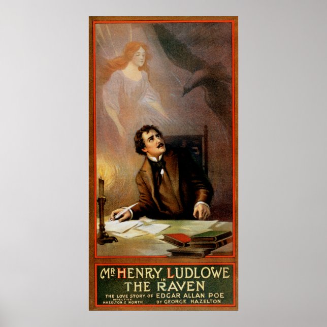 "The Raven" Edgar Allan Poe ~ Henry Ludlowe 1908 Poster (Vorne)